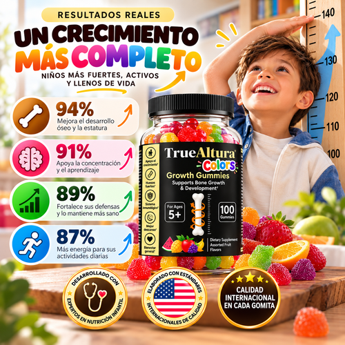 100 Gomitas TrueAltura 🦴↕️ Crecimiento Maximo para tus hijos