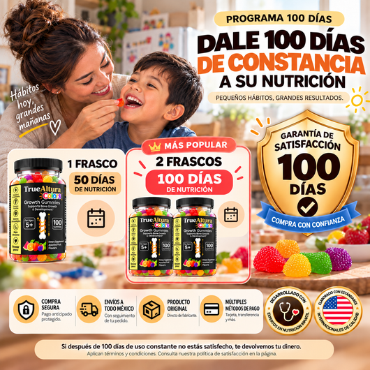 100 Gomitas TrueAltura 🦴↕️ Crecimiento Maximo para tus hijos