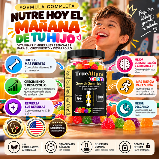 100 Gomitas TrueAltura 🦴↕️ Crecimiento Maximo para tus hijos