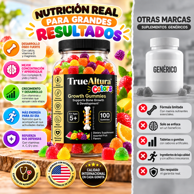 100 Gomitas TrueAltura 🦴↕️ Crecimiento Maximo para tus hijos