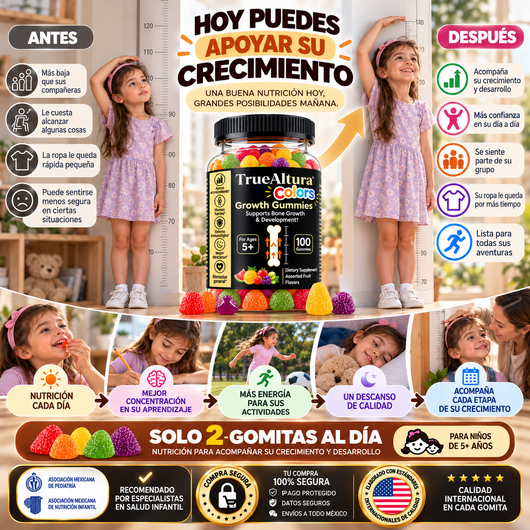 100 Gomitas TrueAltura 🦴↕️ Crecimiento Maximo para tus hijos