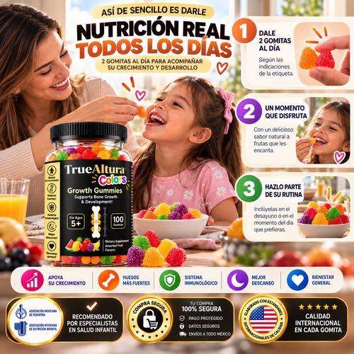 100 Gomitas TrueAltura 🦴↕️ Crecimiento Maximo para tus hijos
