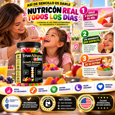 100 Gomitas TrueAltura 🦴↕️ Crecimiento Maximo para tus hijos