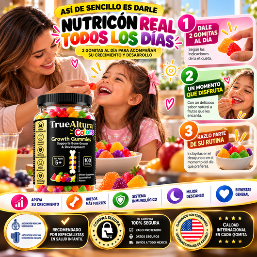 100 Gomitas TrueAltura 🦴↕️ Crecimiento Maximo para tus hijos